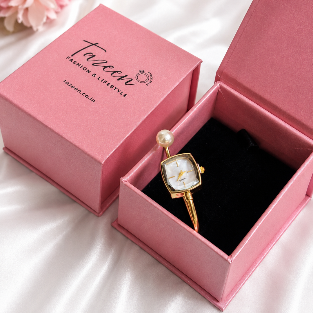 Fashionable Mother-of-Pearl Diamond Pointer Bracelet Watch