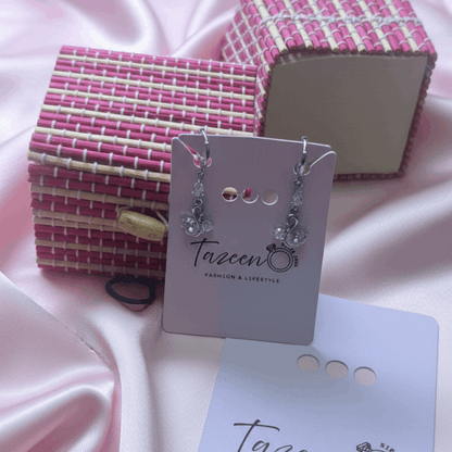 Silver Swan CZ Drop Earrings