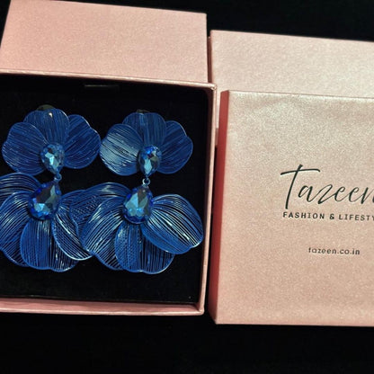 Blue Floral Statement Earrings for Women – Lightweight Party Wear Earrings for Girls