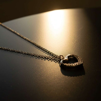 Silver Open Heart Pendant Necklace – Crystal Accent