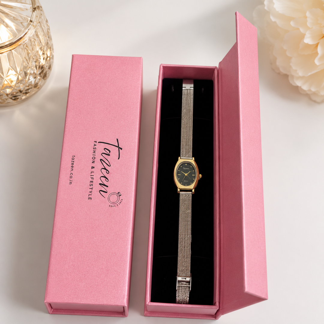 Annie Luxe Oval Women's Watch – Green Dial with 18KT Gold-Tone Stainless Steel Strap