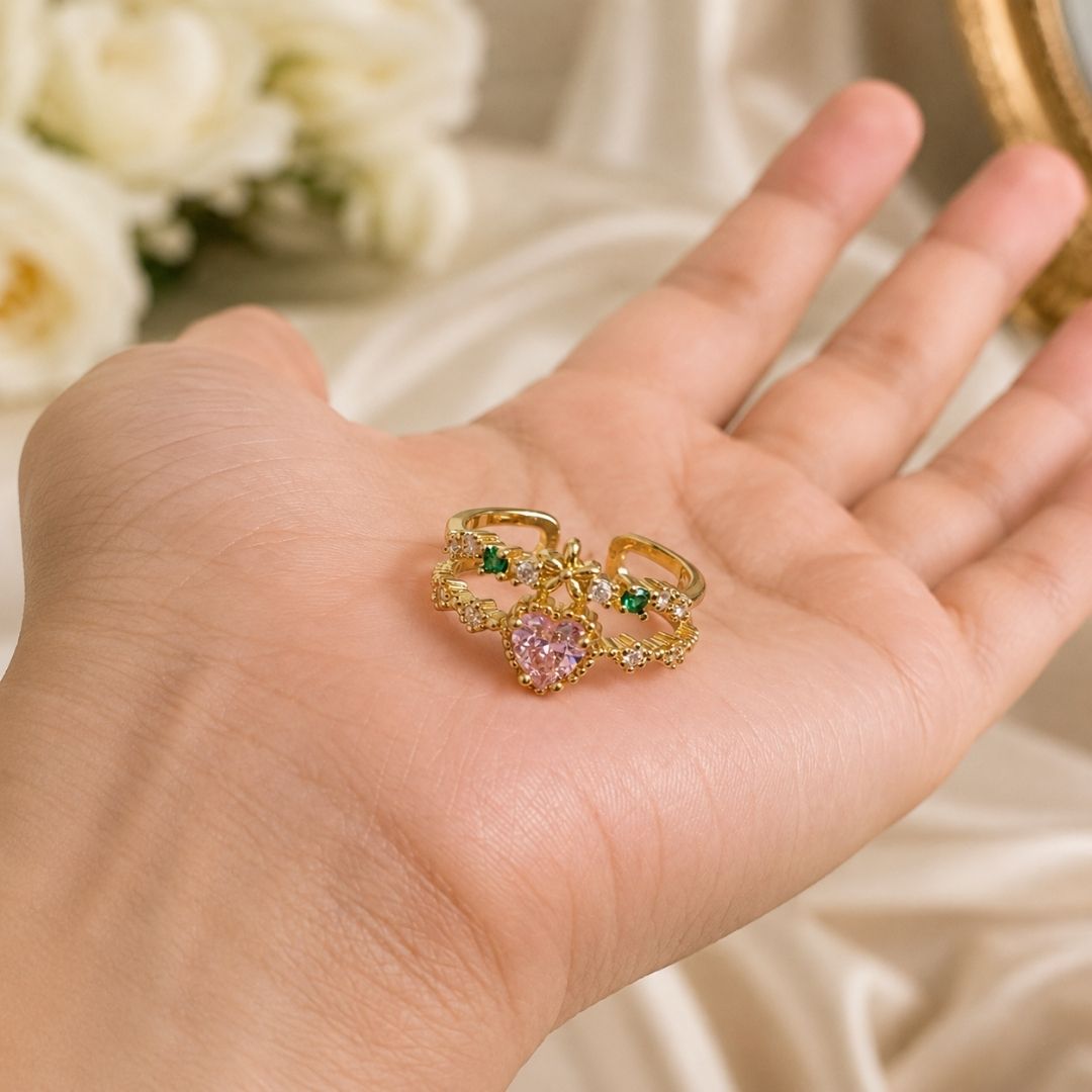 Heart Crystal Adjustable Ring