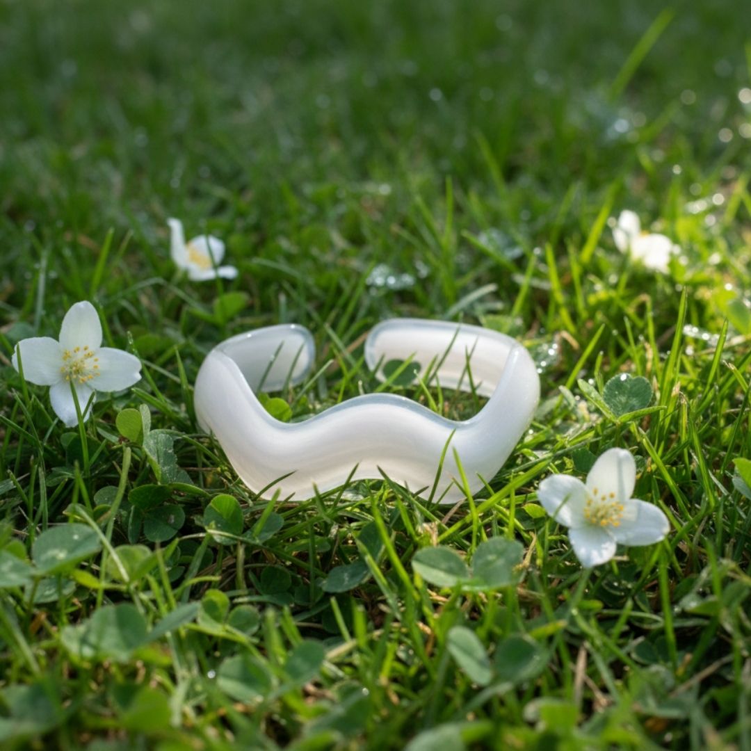 Frost White Resin Wave Bangle Bracelet for Women – Minimal Cuff