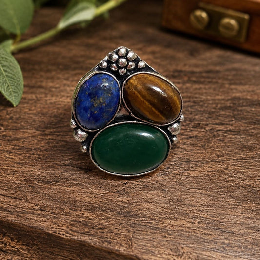 Mystic Trio Tiger Eye Gemstone Ring