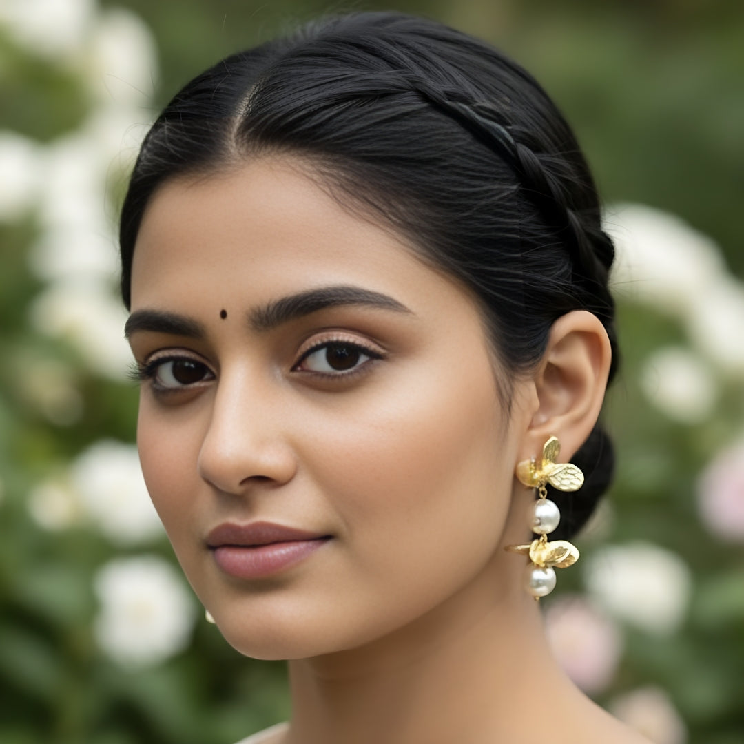 Gold Butterfly Chandelier Tassel Earrings