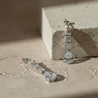 American Diamond Linear Classic Drop Earrings