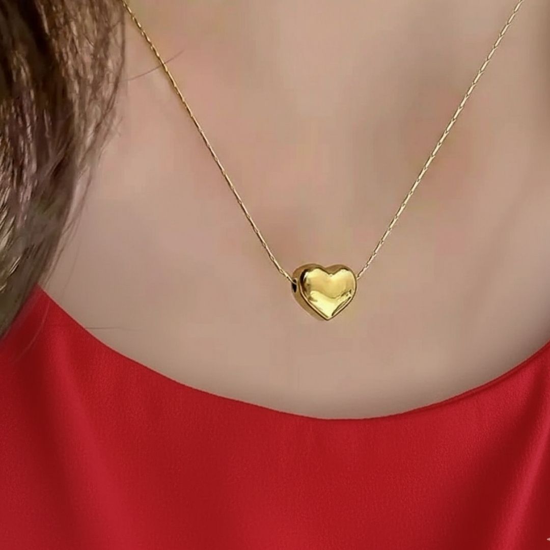 Minimal Gold Heart Pendant Necklace for Everyday Wear