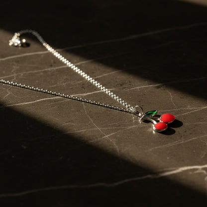Cherry Charm Kids Necklace – Red Enamel Pendant