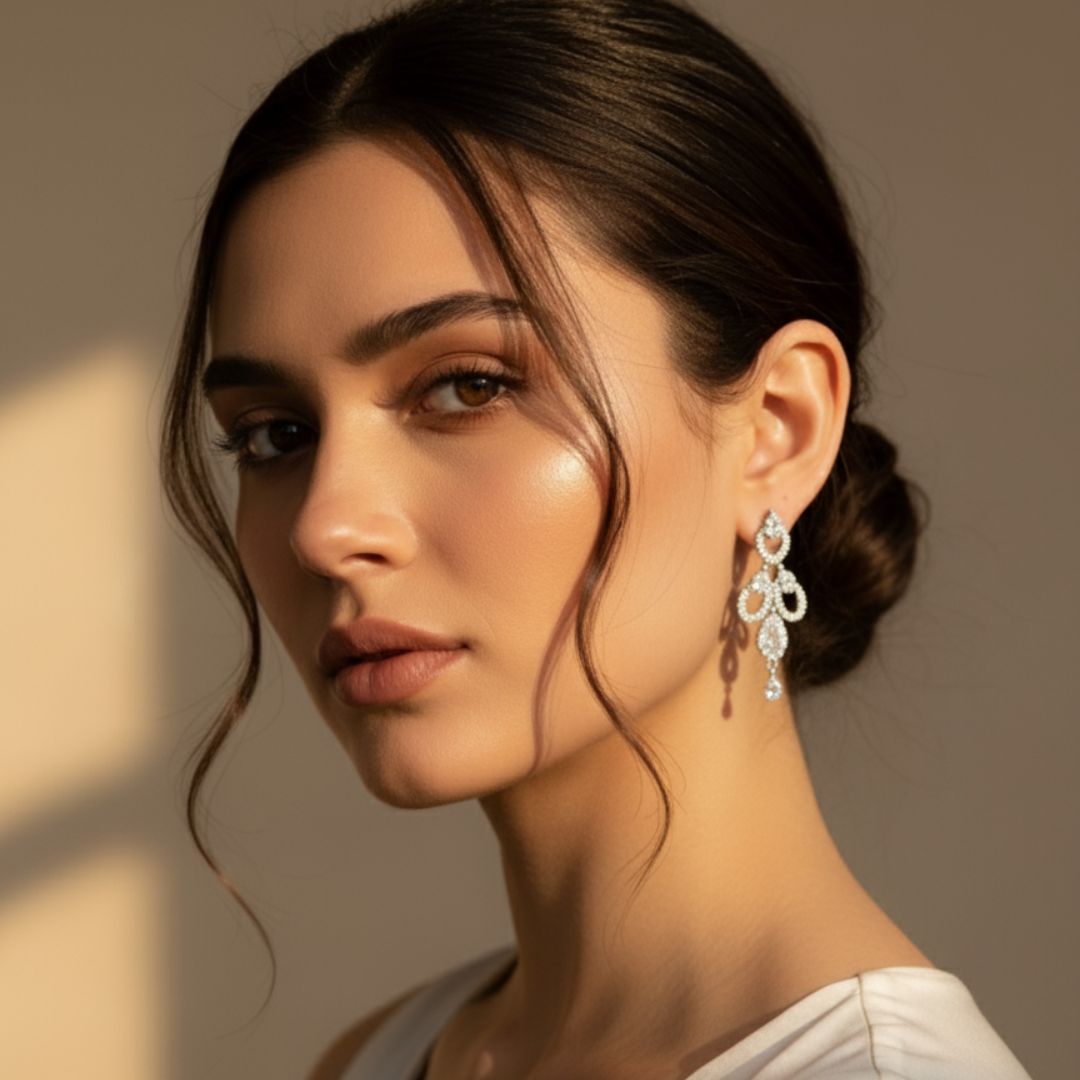 American Diamond Layered Chandelier Earrings