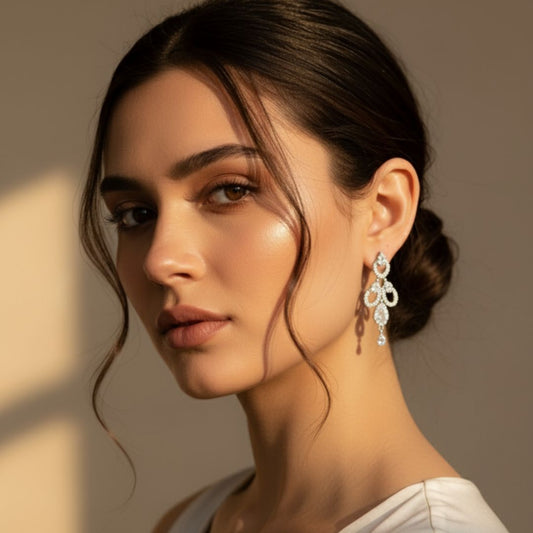 American Diamond Layered Chandelier Earrings