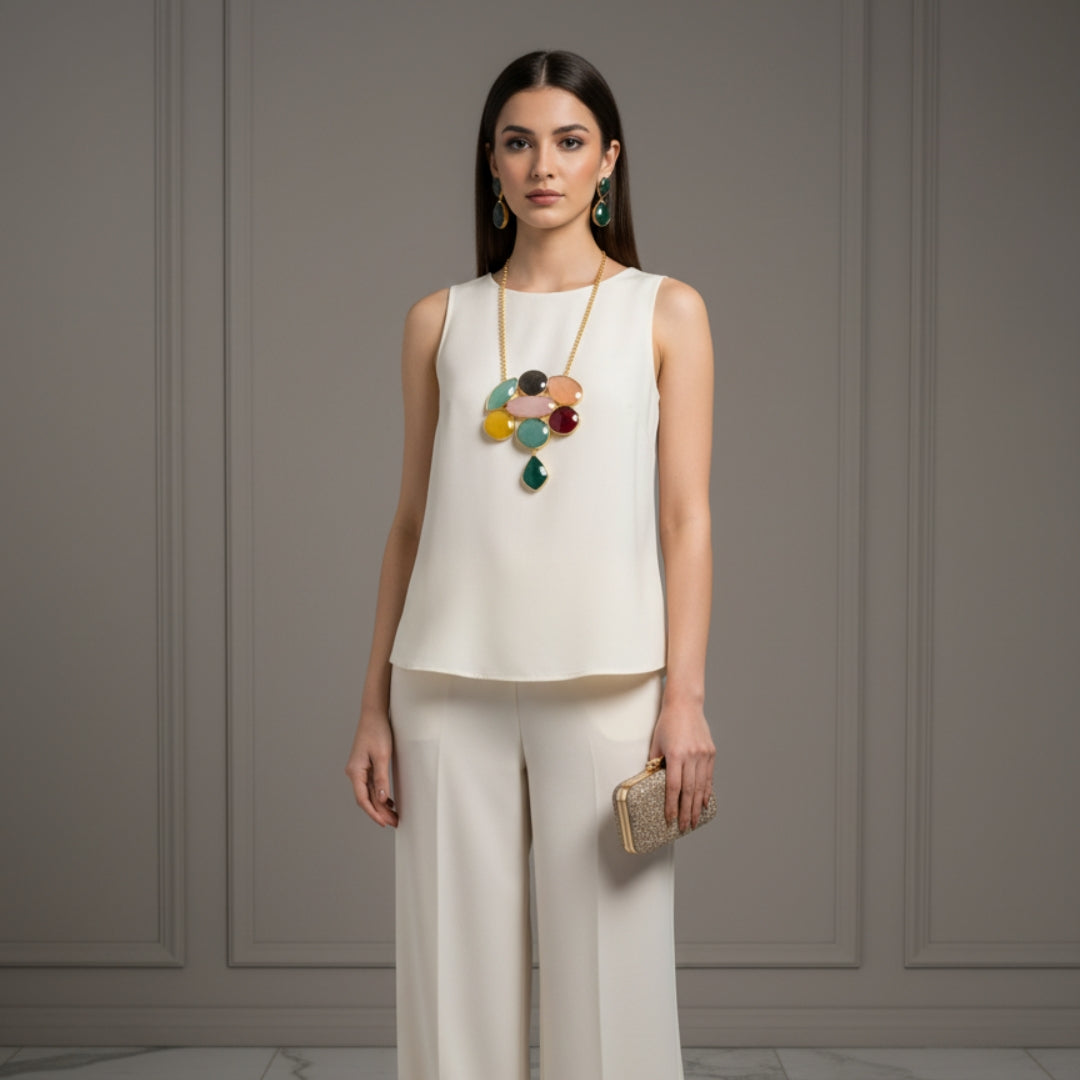 Multicolor Statement Necklace & Earrings Set