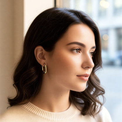 Gold Plated CZ Square Hoop Earrings Set | Anti-Tarnish