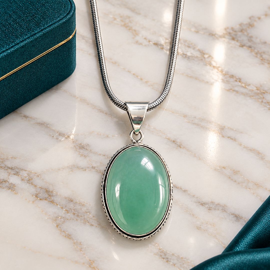 Mint Green Oval Gemstone Pendant Necklace