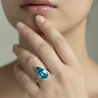 Ocean Teardrop AD Cocktail Ring