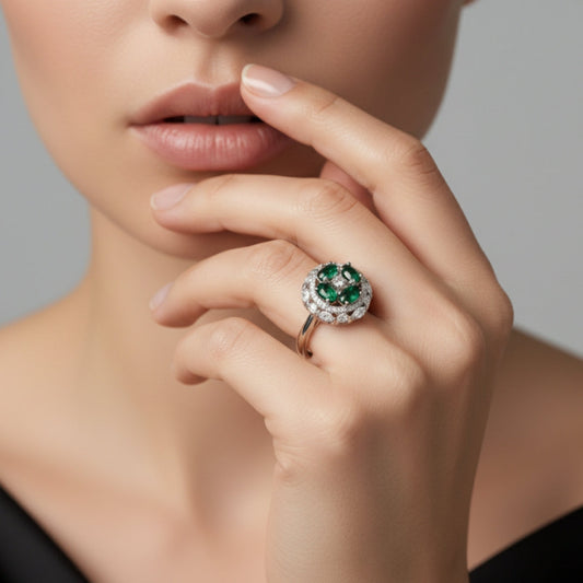 Emerald Blossom AD Diva Ring
