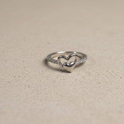 Double Heart Silver Plated Ring