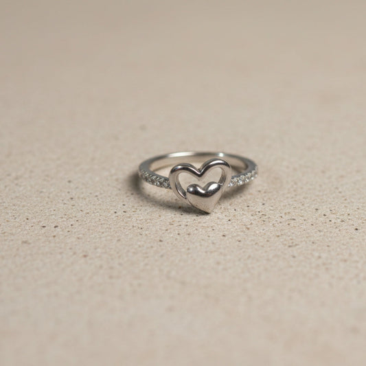 Double Heart Silver Plated Ring