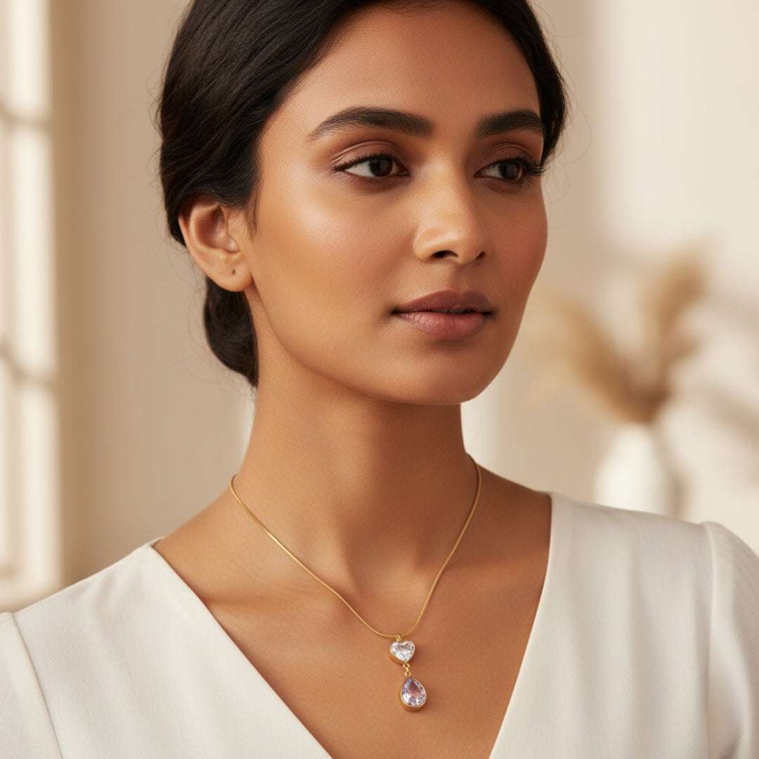 Anti-Tarnish Diamond Drop Pendant