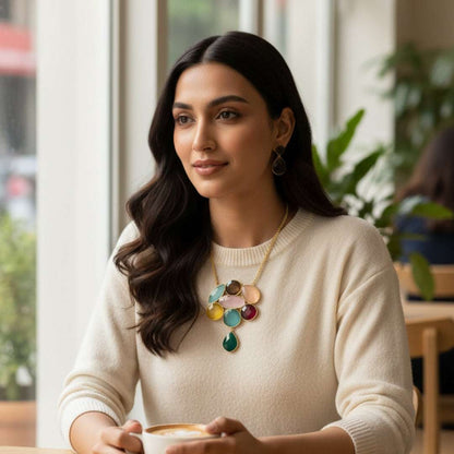 Multicolor Statement Necklace & Earrings Set