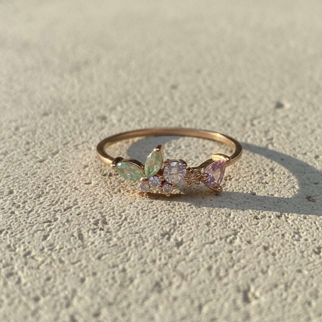 Butterfly Gold Plated Diamond Ring