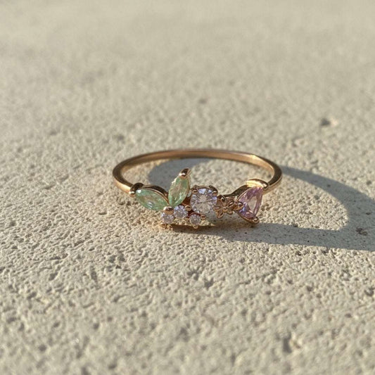 Butterfly Gold Plated Diamond Ring