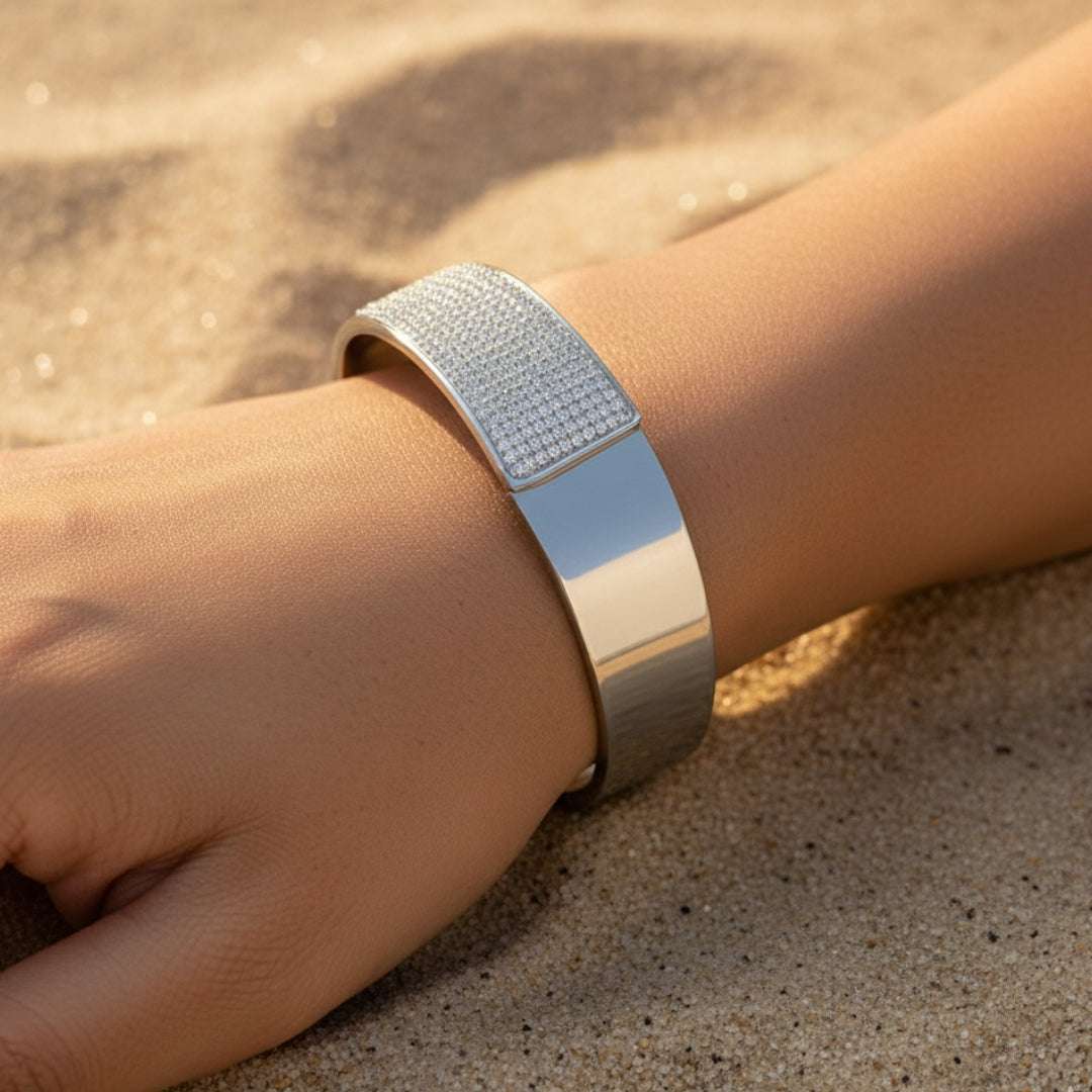 AD Premium Silver Cuff Bangle