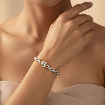 Anti-Tarnish Gold Bracelet | Twisted Crystal Center Bangle