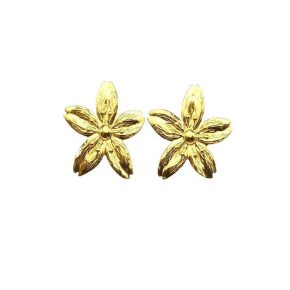 Gold Plated Floral Statement Stud Earrings