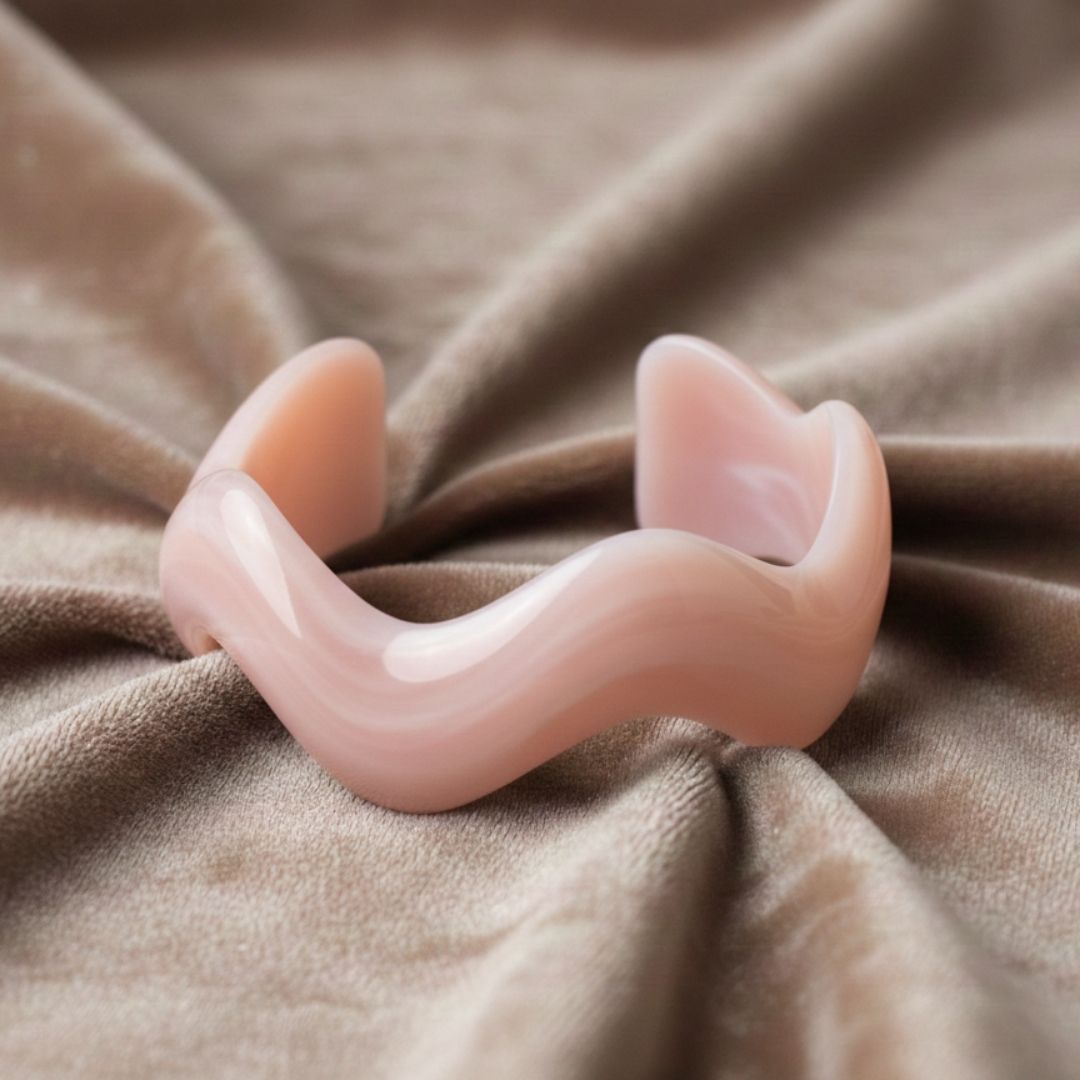 Blush Pink Resin Wave Bangle Bracelet for Women – Minimal Cuff