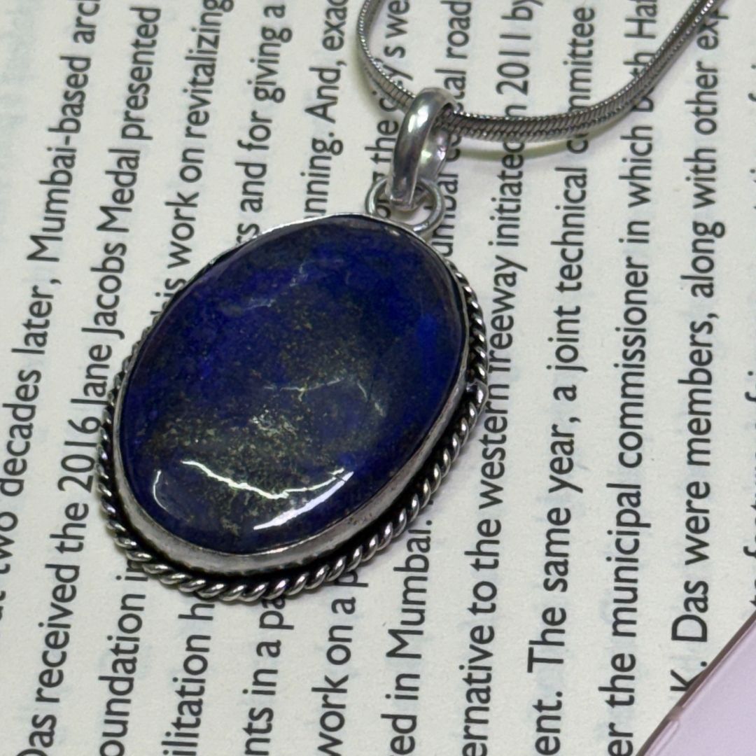 Royal Blue Oval Pendant Necklace