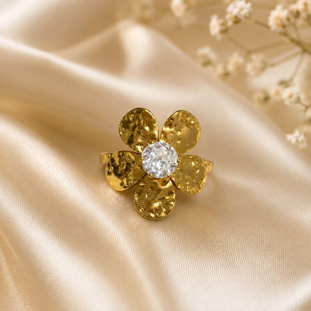 Elegant Floral Adjustable Ring
