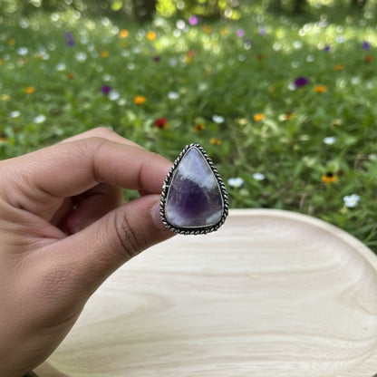Wild Meadow Tear-Drop Oxidised Stone Ring