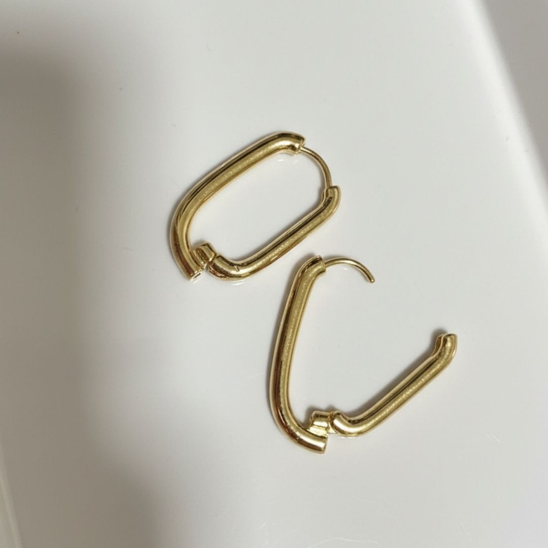 Gold Plated CZ Square Hoop Earrings Set | Anti-Tarnish