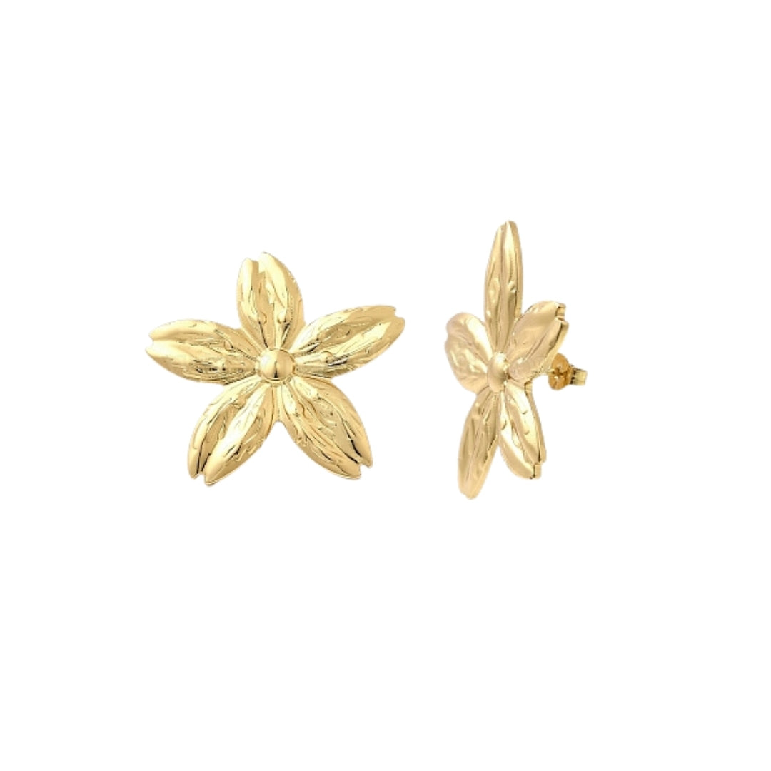 Gold Plated Floral Statement Stud Earrings