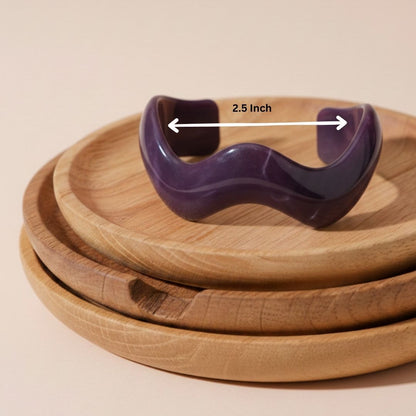 Purple Resin Wave Bangle Bracelet for Women – Trendy Cuff