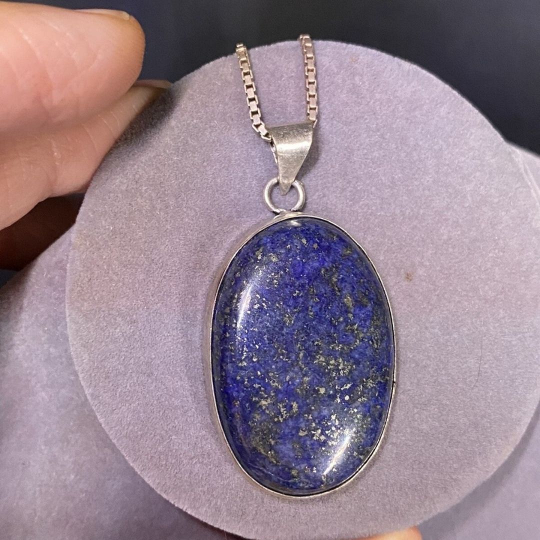 Royal Blue Oval Pendant Necklace