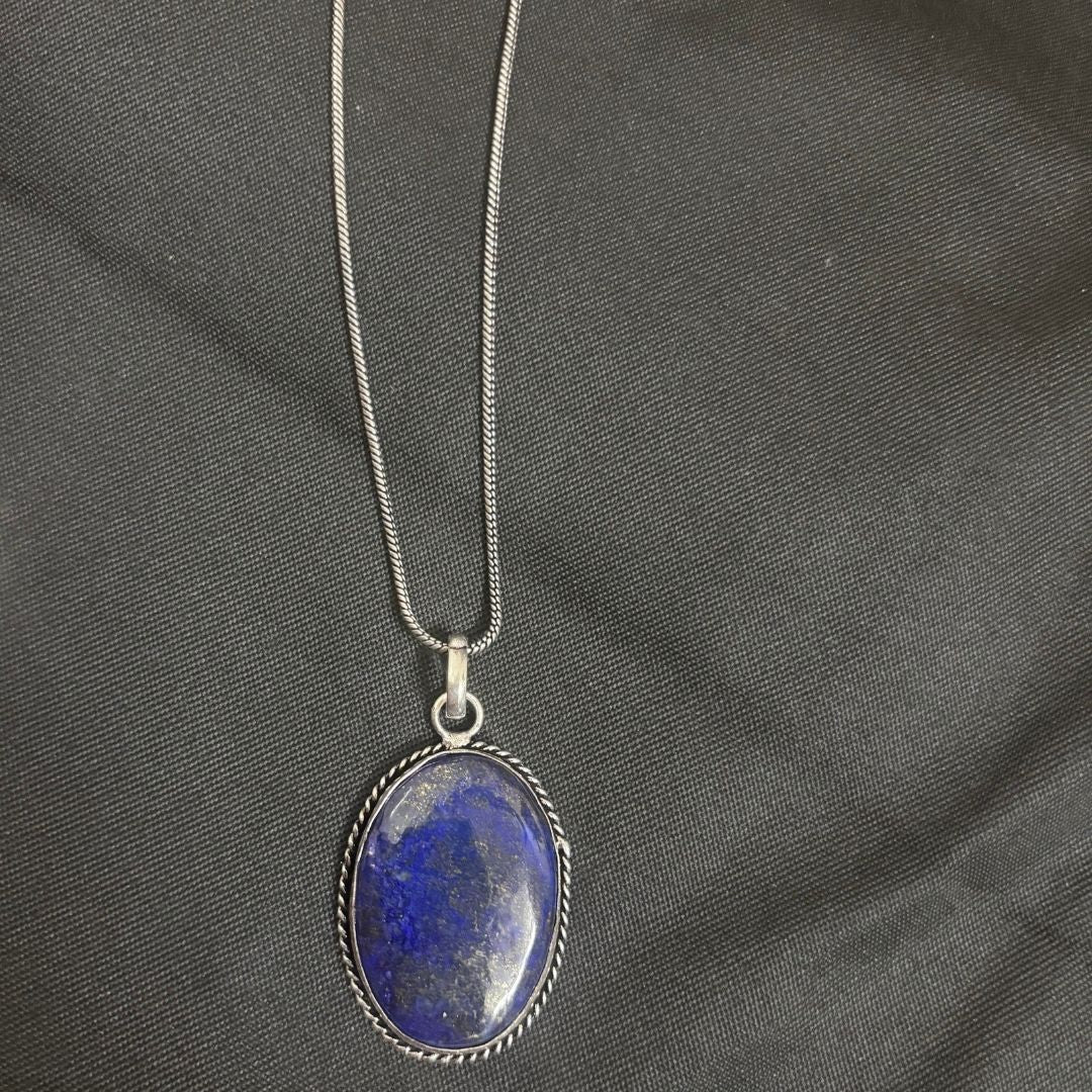 Royal Blue Oval Pendant Necklace