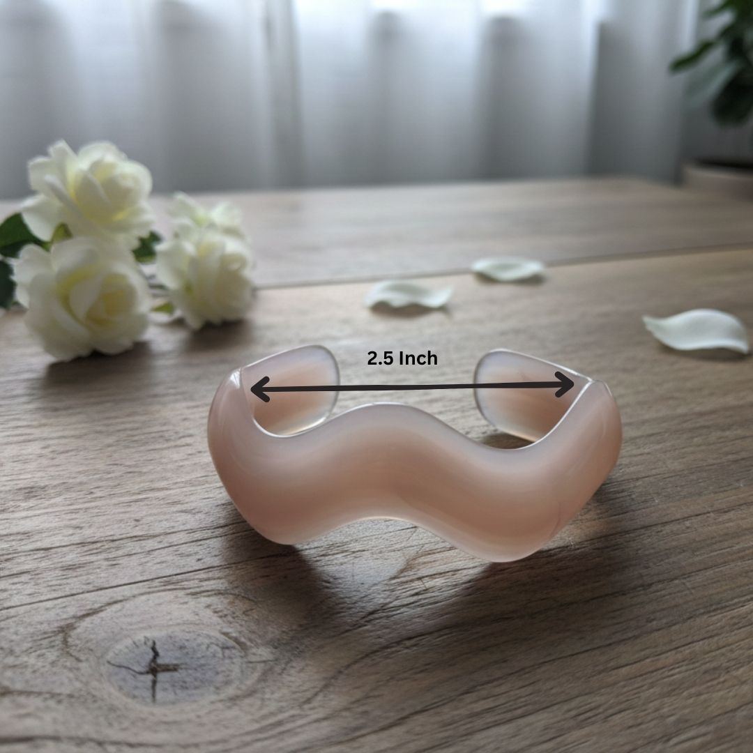 Blush Pink Resin Wave Bangle Bracelet for Women – Minimal Cuff