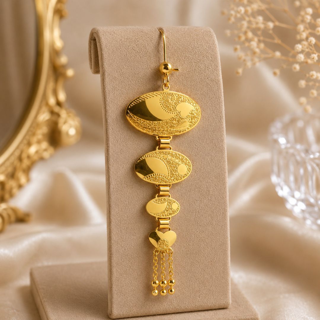 Elegant Gold Oval Drop Earrings