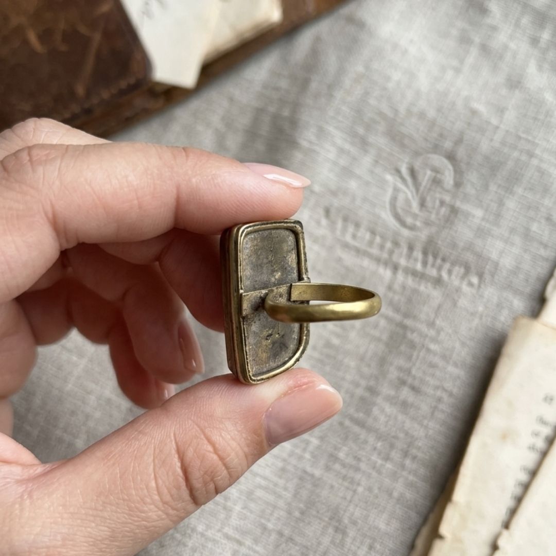 Rectangular Stone Brass Statement Ring