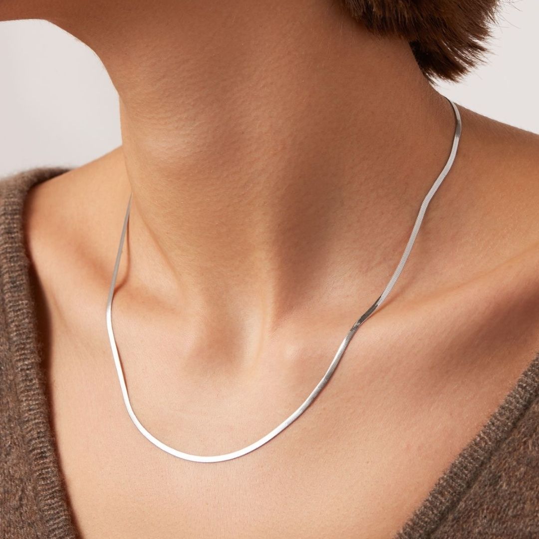 Minimalist Oxidised Silver Chain Necklace