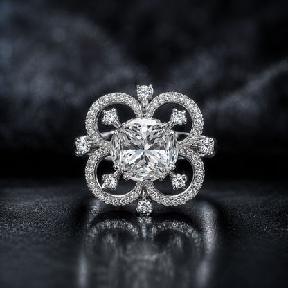 Elegant Floral AD Statement Ring