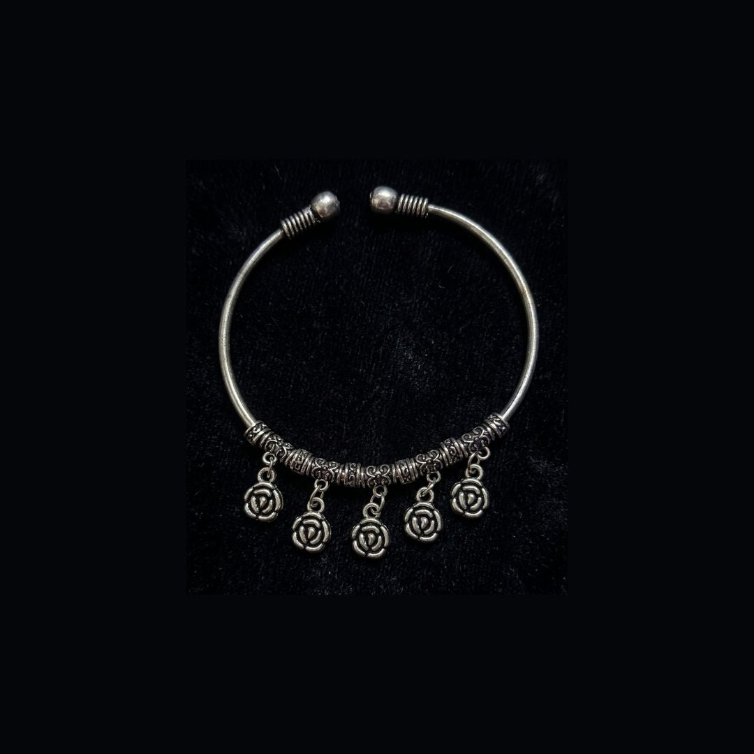 German Oxidized Rose Charm Bracelet