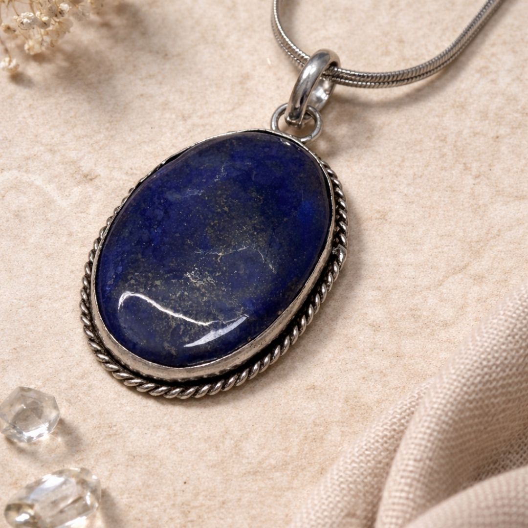 Royal Blue Oval Pendant Necklace