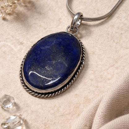 Royal Blue Oval Pendant Necklace