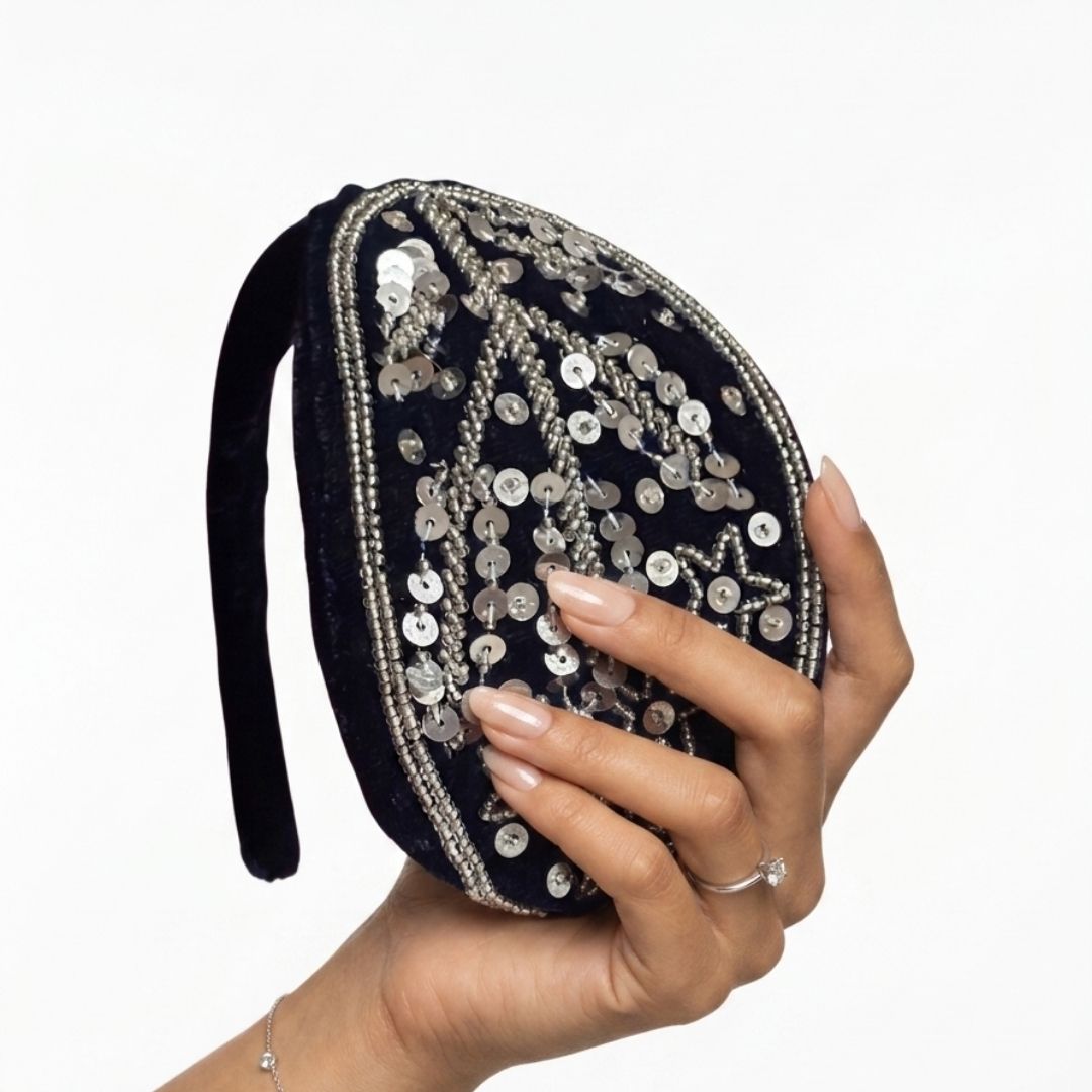 Handmade Premium Velvet Hairband with Sequin & Star Embellishment