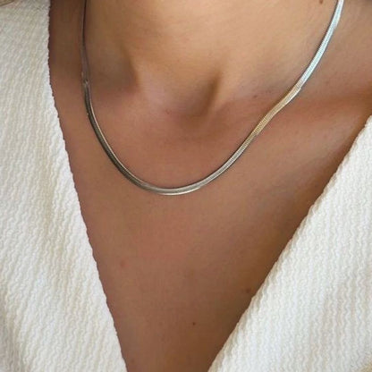 Minimalist Oxidised Silver Chain Necklace