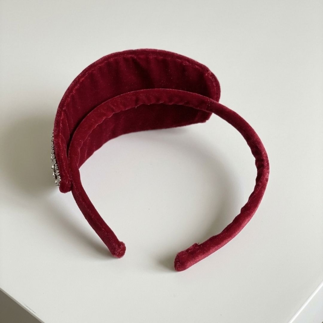 Handmade Premium Velvet Embellished Hairband – Deep Pink Sequin Star Design