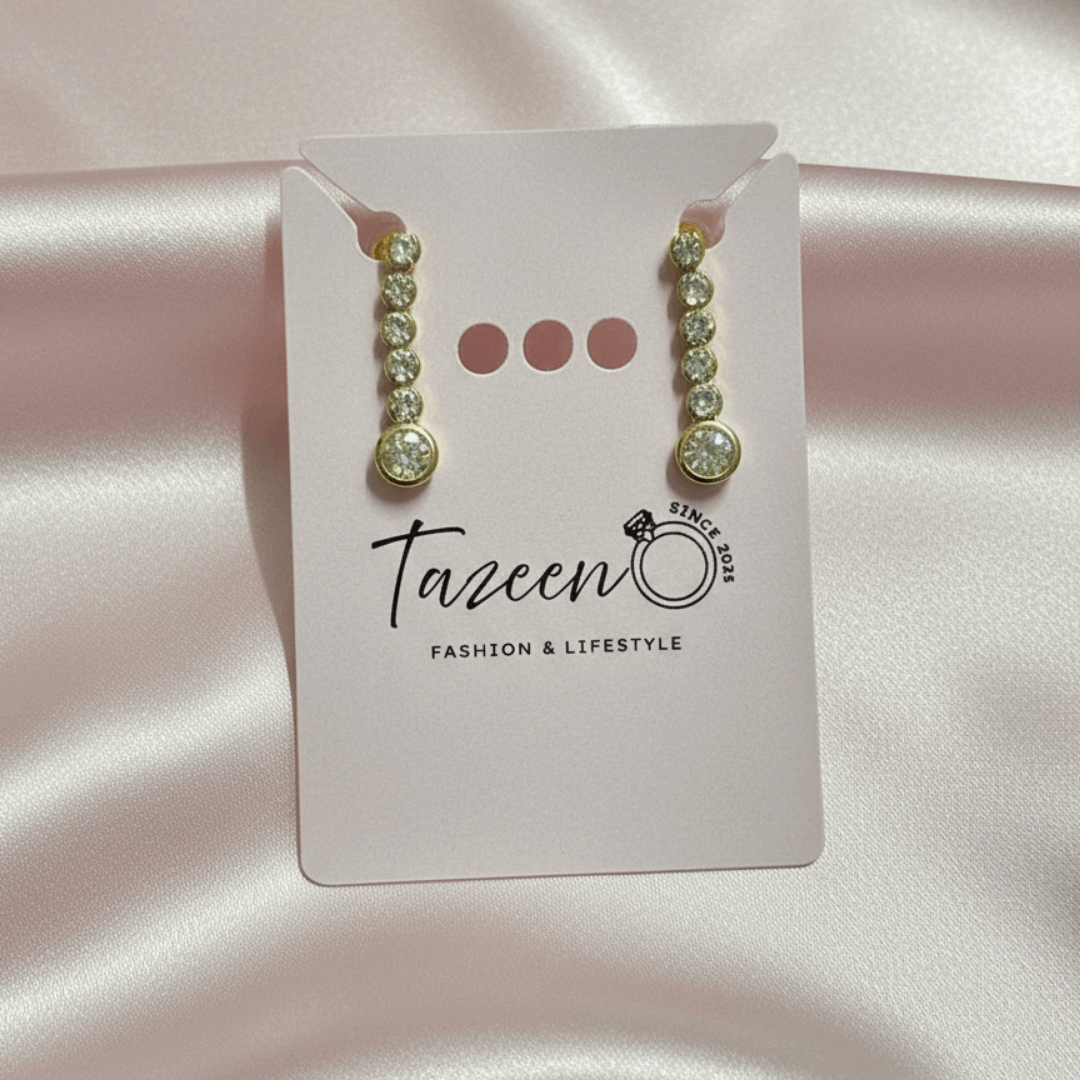 Gold Linear CZ Drop Earrings