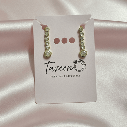 Gold Linear CZ Drop Earrings